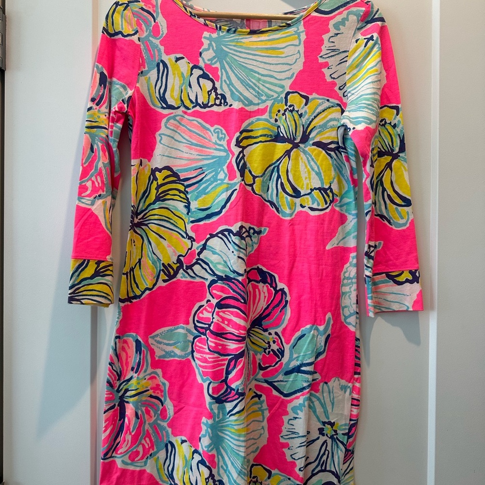 Lilly Pulitzer Pink and Yellow Floral Long Sleeve Dress